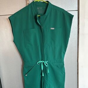 FIGS Rafaela wide leg scrub jumpsuit in Hunter